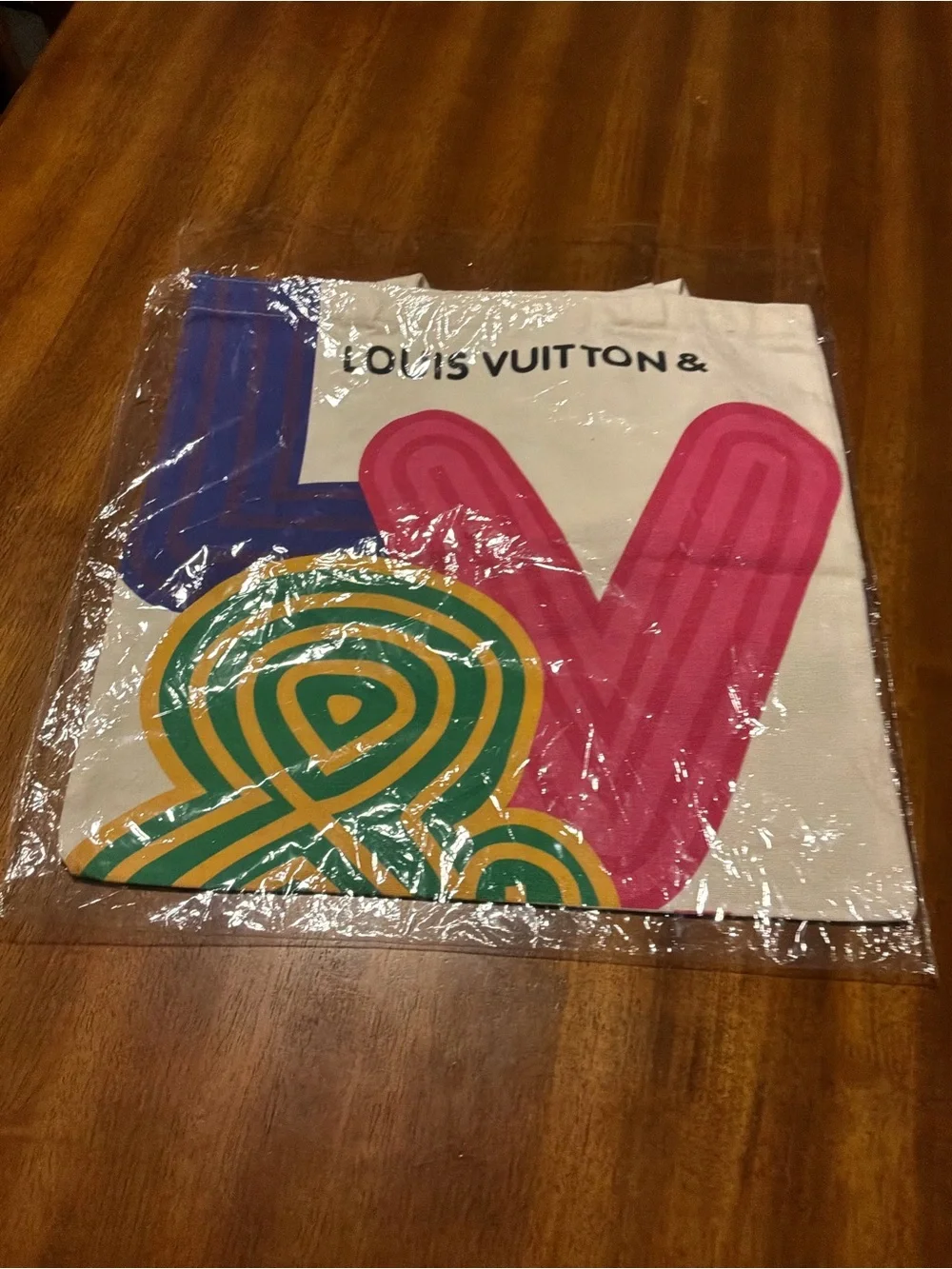 Limited edition Louis Vuitton Cream Canvas Tote with Multicolor Lettering